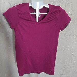Danskin Now Maroon Fitted Short Sleeve T-Shirt